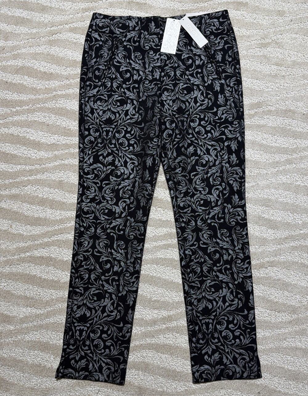 Chico's Women's So Slimming Petite Juliet Scroll-Print Ankle Pants Size 4 NWT